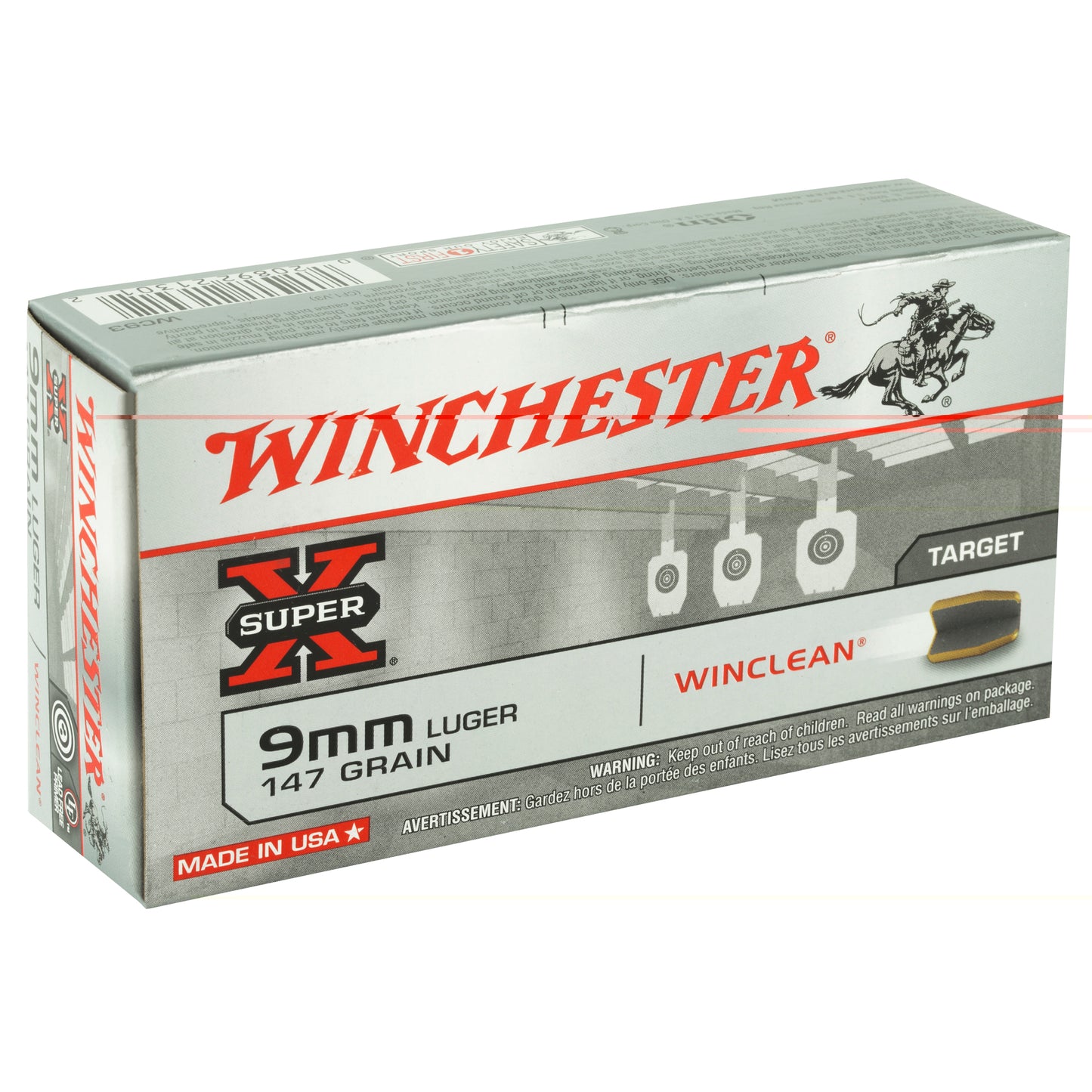 Winchester Ammunition, Super X Winclean, 9MM, 147 Grain, Brass Enclosed Base Clean, 50 Round Box