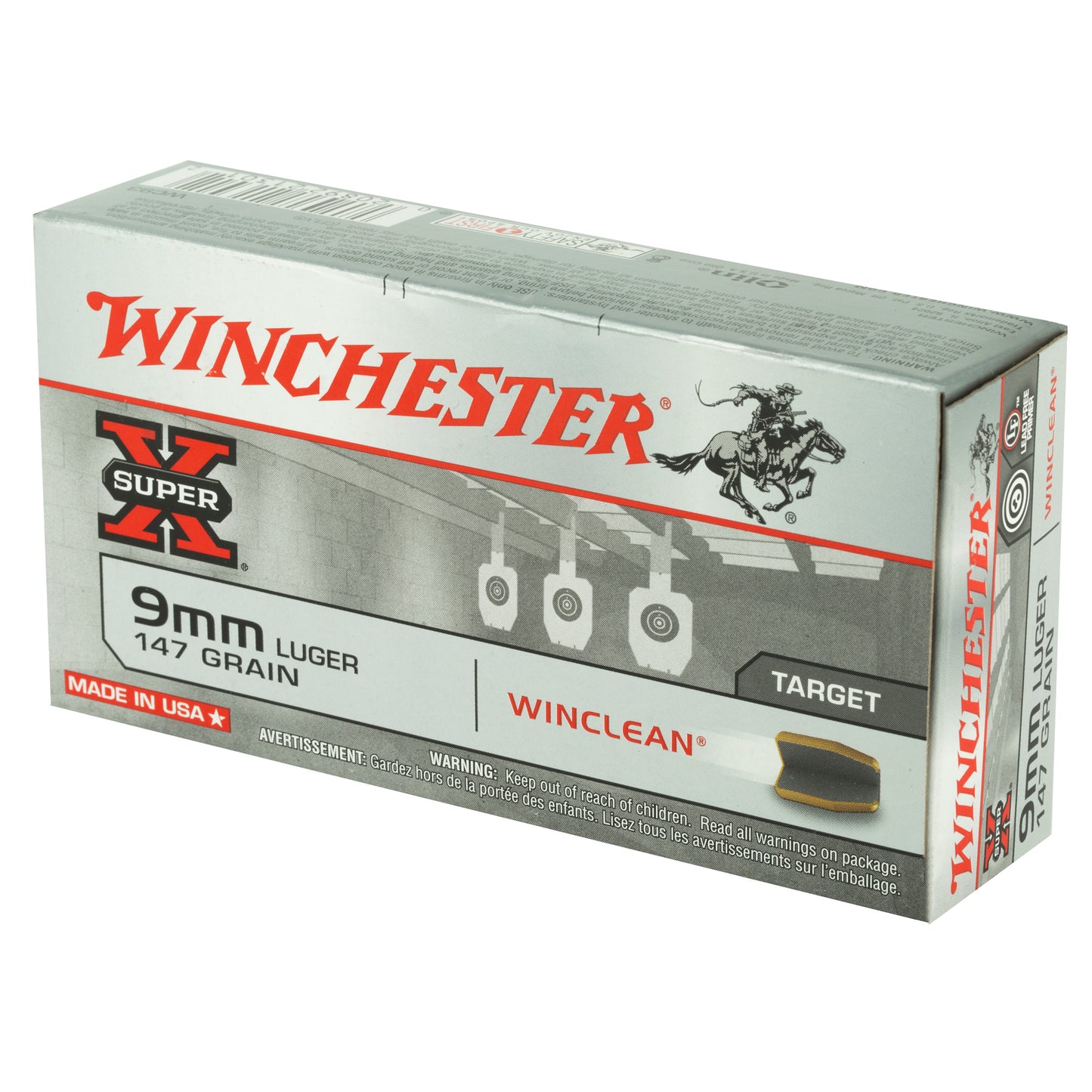 Winchester Ammunition, Super X Winclean, 9MM, 147 Grain, Brass Enclosed Base Clean, 50 Round Box