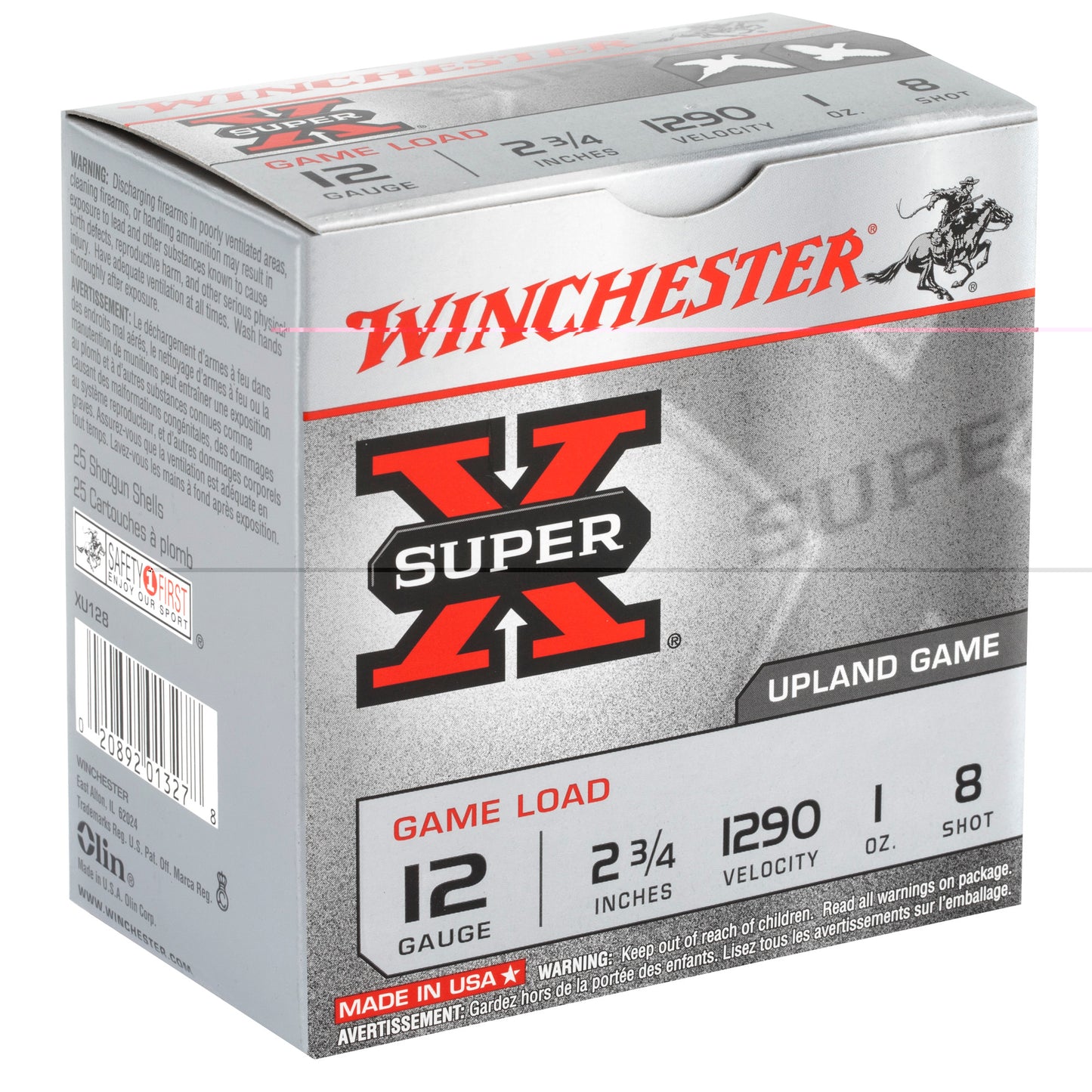 Winchester, Super-X, 12 Gauge, 2.75", Game Load, #8, 1 oz., Shotshell, 25 Round Box