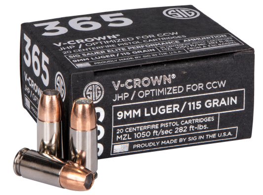 Sig Sauer Elite Defense, Sig E9mma1-365-20        Vcrwn 9mm  115 Jhp  20/10