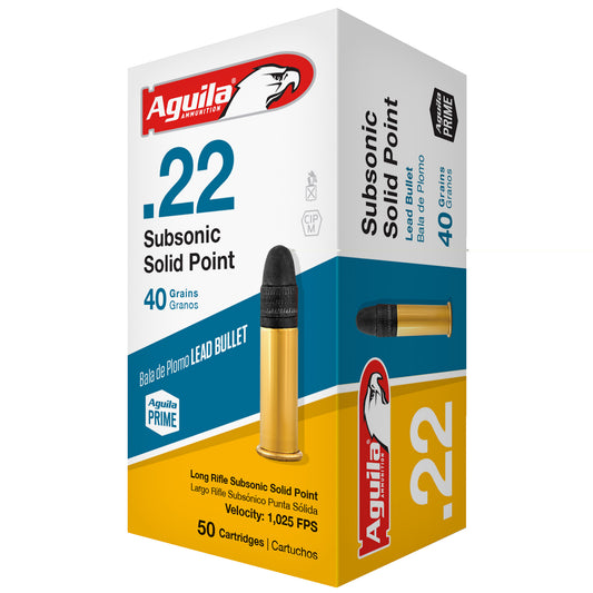 Aguila, Rimfire, Subsonic, .22 LR, 40 Grain, Solid Point, 50 Round Box