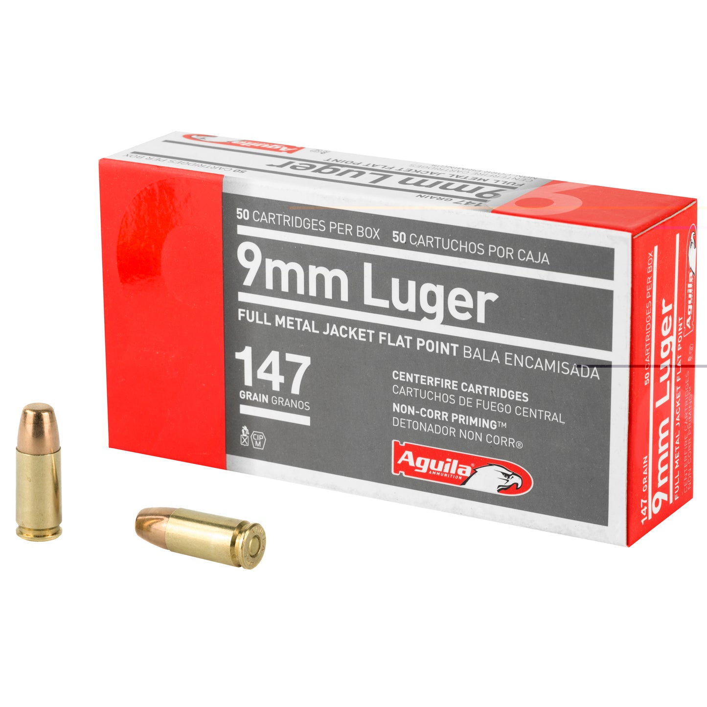 Aguila, 9MM, 147 Grain, Full Metal Jacket Flat Point, 50 Round Box