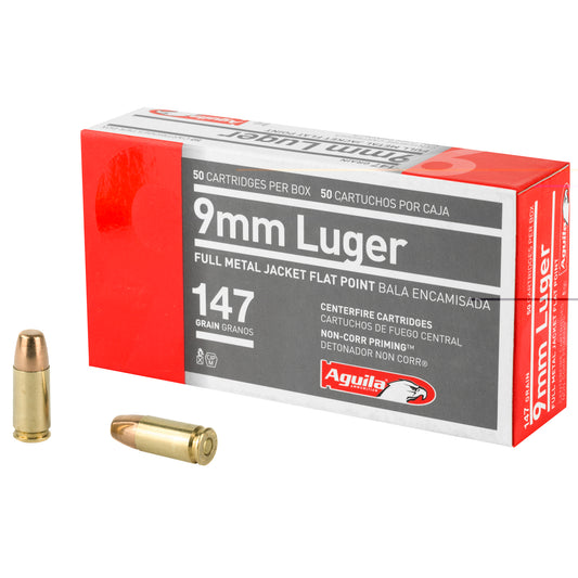 Aguila, 9MM, 147 Grain, Full Metal Jacket Flat Point, 50 Round Box