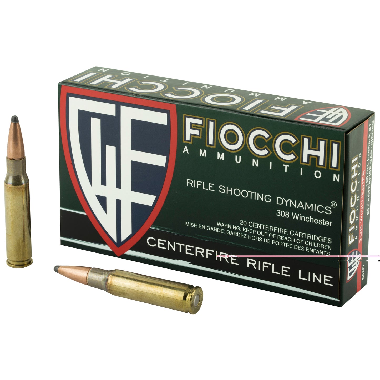Fiocchi, .308 Winchester, 165 Grain, InterLock Boat Tail Soft Point, 20 Round Box