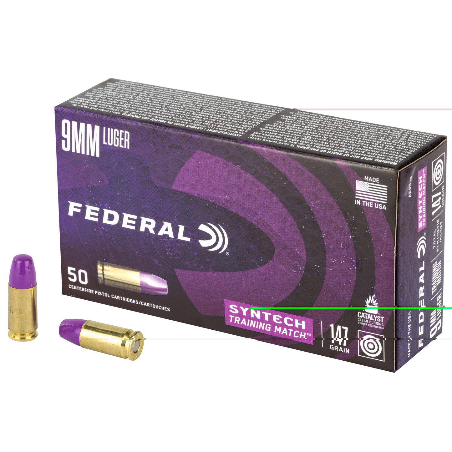 Federal, American Eagle, 9MM, 147 Grain, TSJ, Total Synthetic Jacket, 50 Round Box