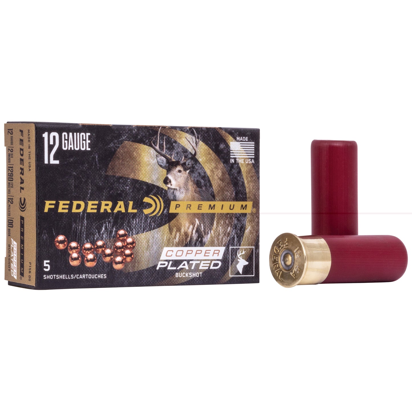 Federal, Premium, Vital Shok, 12 Gauge 2.75", 00 Buck, 1 1/2oz, Buckshot, 12 Pellets, 5 Round Box