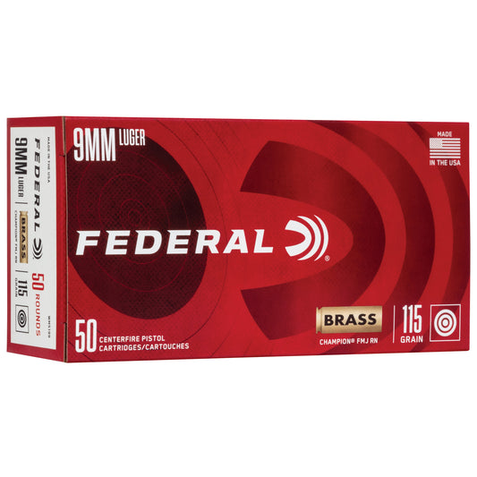 Federal, Champion, 9MM, 115Gr, Full Metal Jacket, 50 Round Box