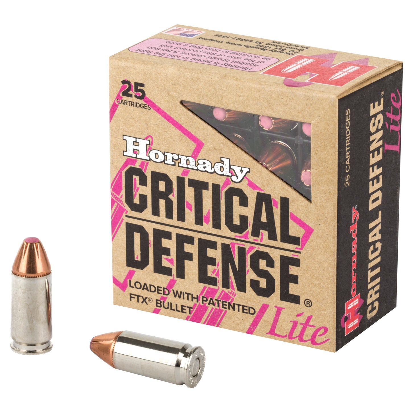 Hornady, Critical Defense Lite, 9MM, 100 Grain, Flex Tip, 25 Round Box