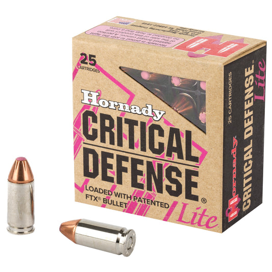 Hornady, Critical Defense Lite, 9MM, 100 Grain, Flex Tip, 25 Round Box