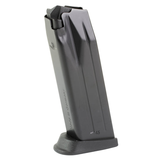 HK, Magazine, 45ACP, 12 Rounds, Fits HK USP45, with Finger Rest, Steel, Black, Red Follower