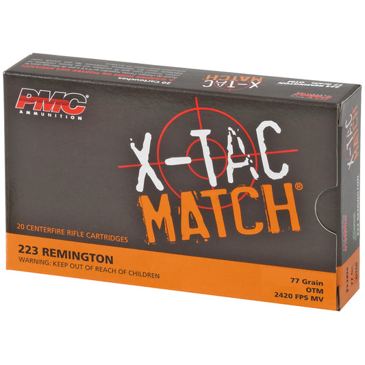 PMC, XTAC Match, 223 Remington, 77 Grain, Open Tip Match, 20 Round Box
