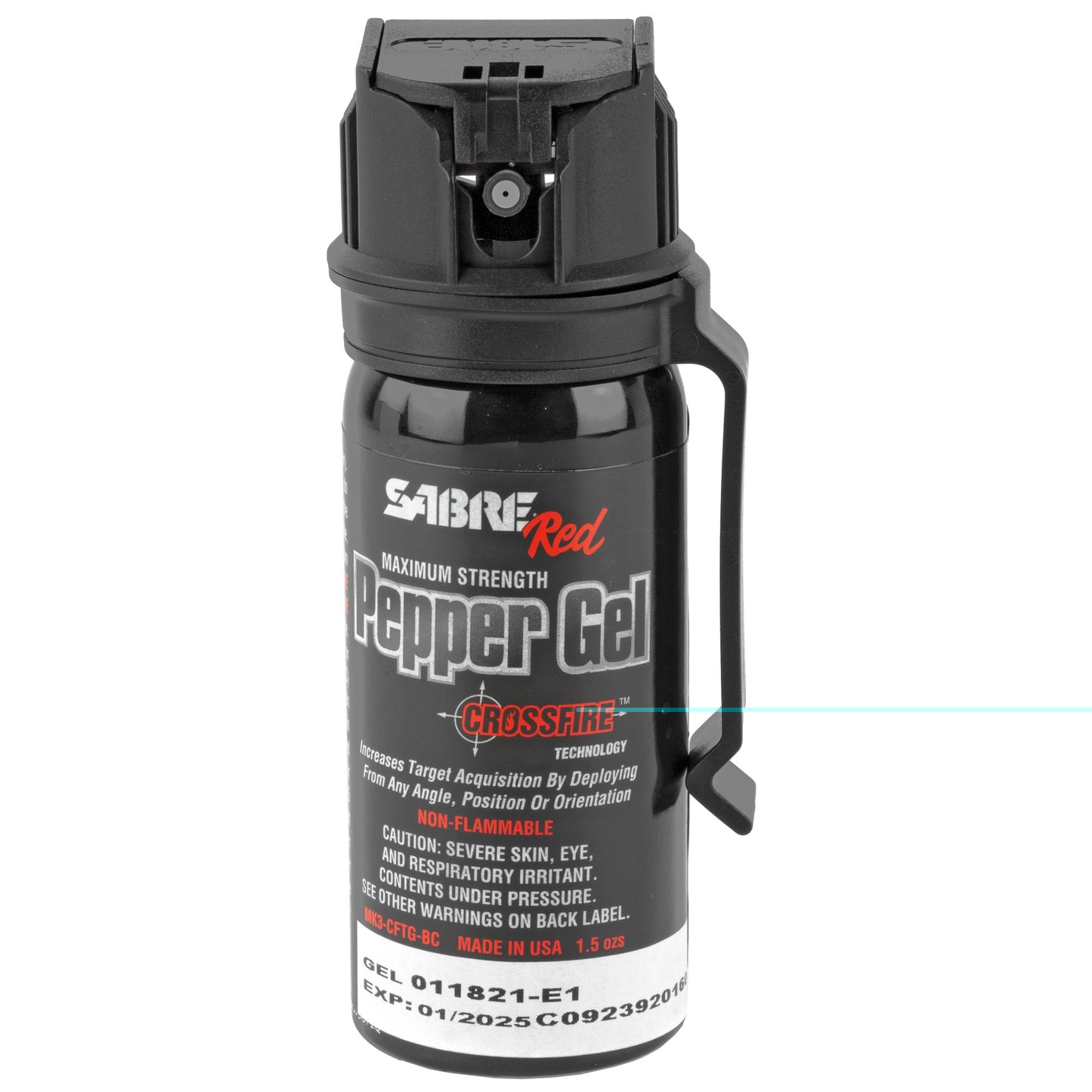 Sabre, Crossfire, 1.8 oz Crossfire Pepper Gel w/ Belt Clip, Black
