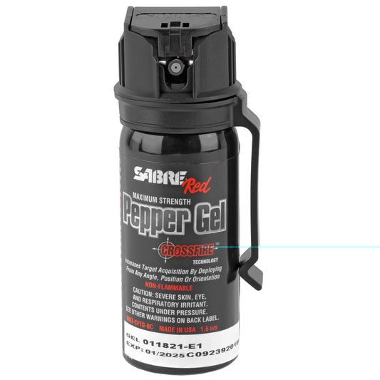 Sabre, Crossfire, 1.8 oz Crossfire Pepper Gel w/ Belt Clip, Black
