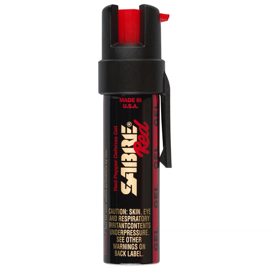 Sabre, Red Pepper Defense Gel, .75oz, Gel, Black Case Hard Color, Built-In Clip