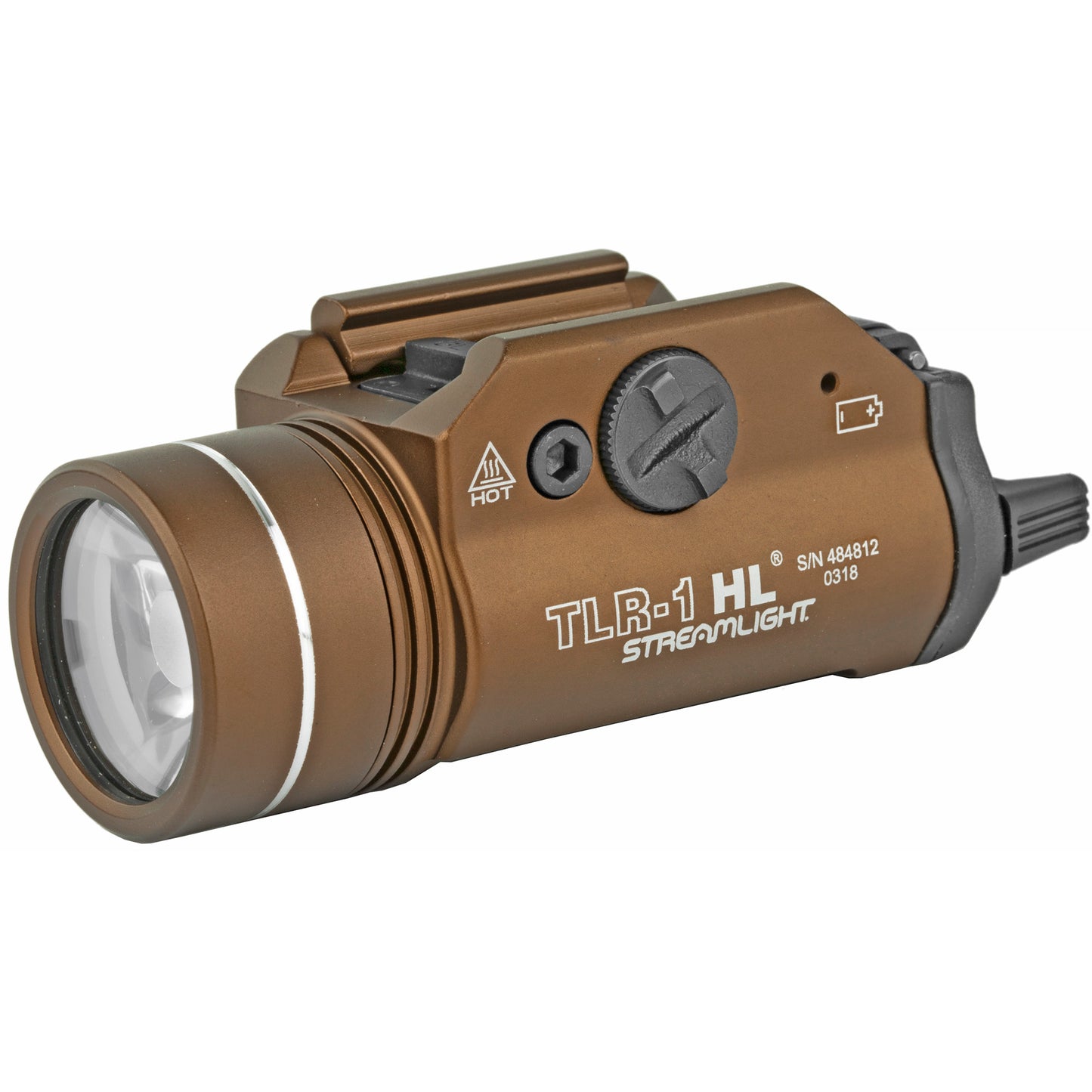 Streamlight, TLR-1 HL, High Lumen Rail Mounted Tactical Light, Pistol and Picatinny, FDE Brown, C4 LED 1000 Lumens With Strobe, 2x CR123 Batteries