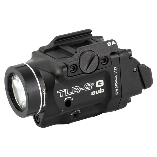 Streamlight, Streamlight TLR-8 G Sub, White LED with Green Laser, Fits Springfield Hellcat, 500 Lumens, Anodized Finish, Black, Includes (1) CR123a Battery, Low and High Switches