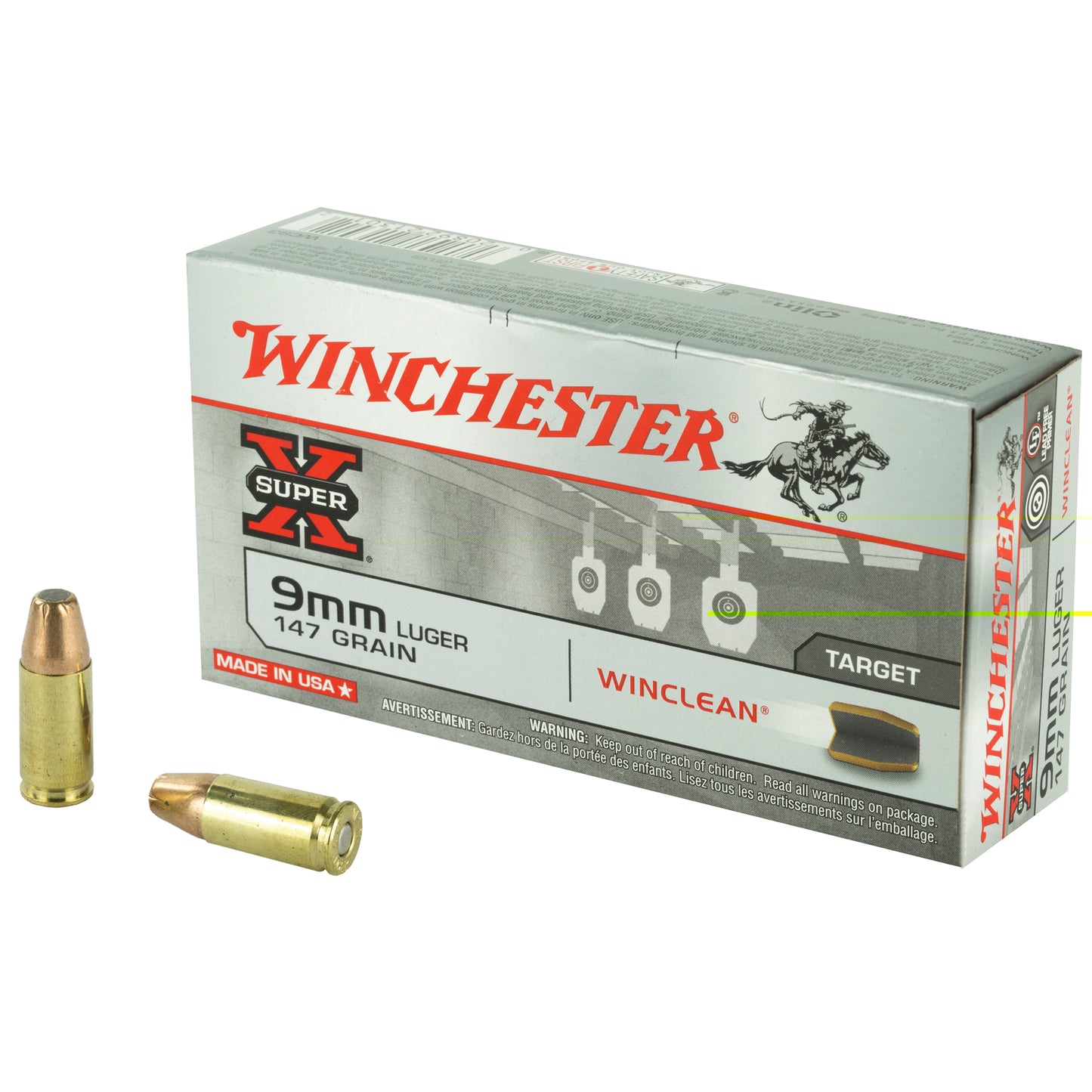 Winchester Ammunition, Super X Winclean, 9MM, 147 Grain, Brass Enclosed Base Clean, 50 Round Box