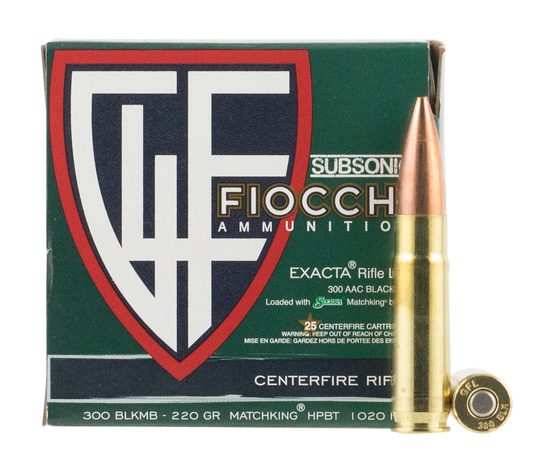 Fiocchi 300BLKMB Range Dynamics 300 Blackout 220 gr Sierra MatchKing BTHP 25 Round Box