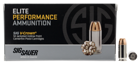 Sig Sauer E45AP250 Elite Defense 45 ACP 230 gr V Crown Jacketed Hollow Point 50 Round Box