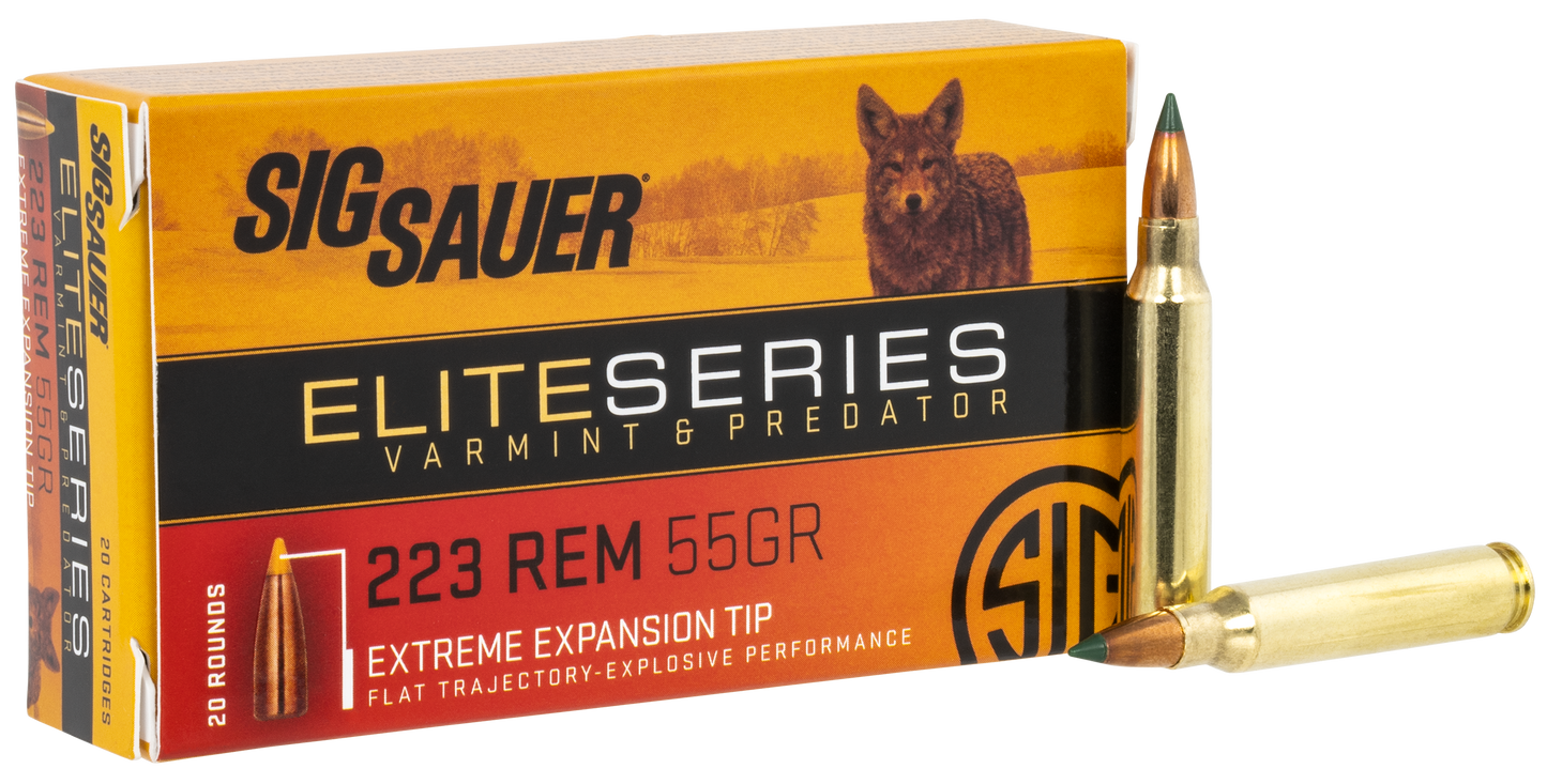 Sig Sauer E223V220 Elite Hunting Varmint & Predator 223 Rem 55 gr Extreme Expansion Tip 20 Round Box