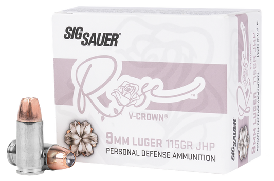 Sig Sauer E9MMA1ROSE20 Rose 9mm Luger 115 gr V Crown Jacketed Hollow Point 20 Round Box