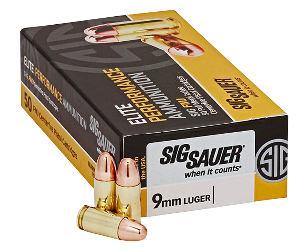 Sig Sauer E9MMB250 Elite Ball 9mm Luger 124 gr Full Metal Jacket 50 Round Box