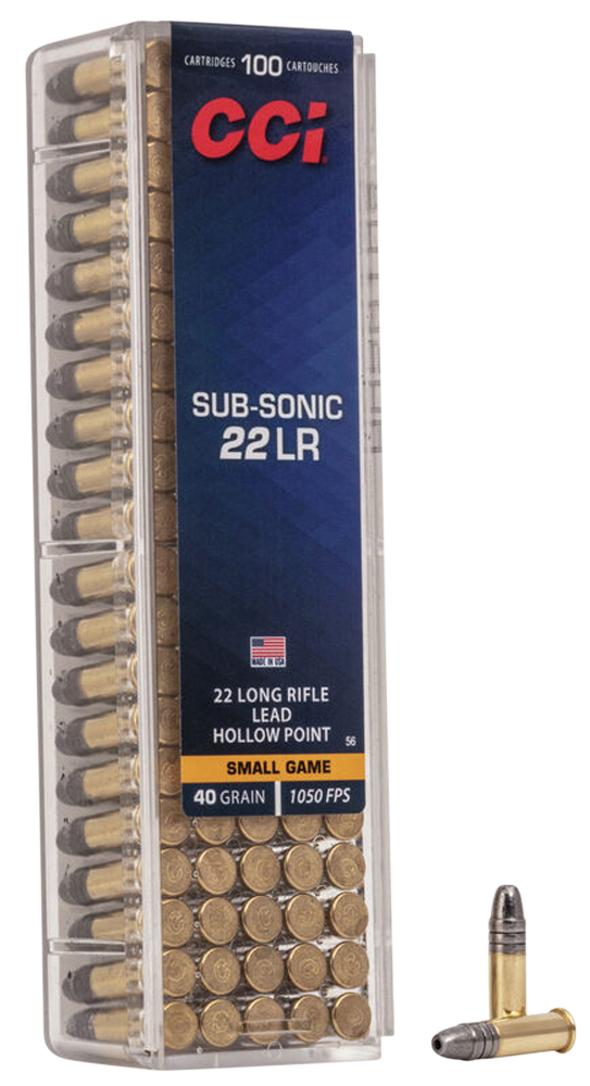 CCI 0056 Subsonic Small Game 22 LR 40 gr Lead Hollow Point 100 Round Box