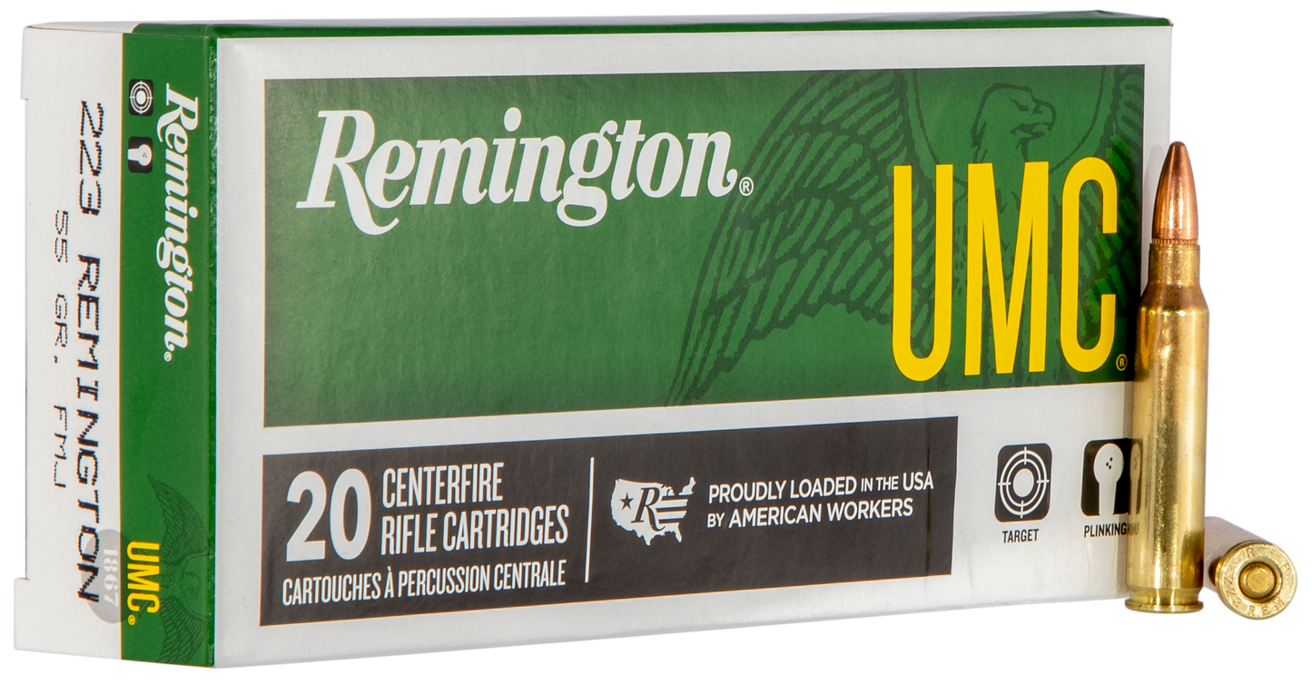 Remington Ammunition 23711 UMC 223 Rem 55 gr Full Metal Jacket 20 Round Box