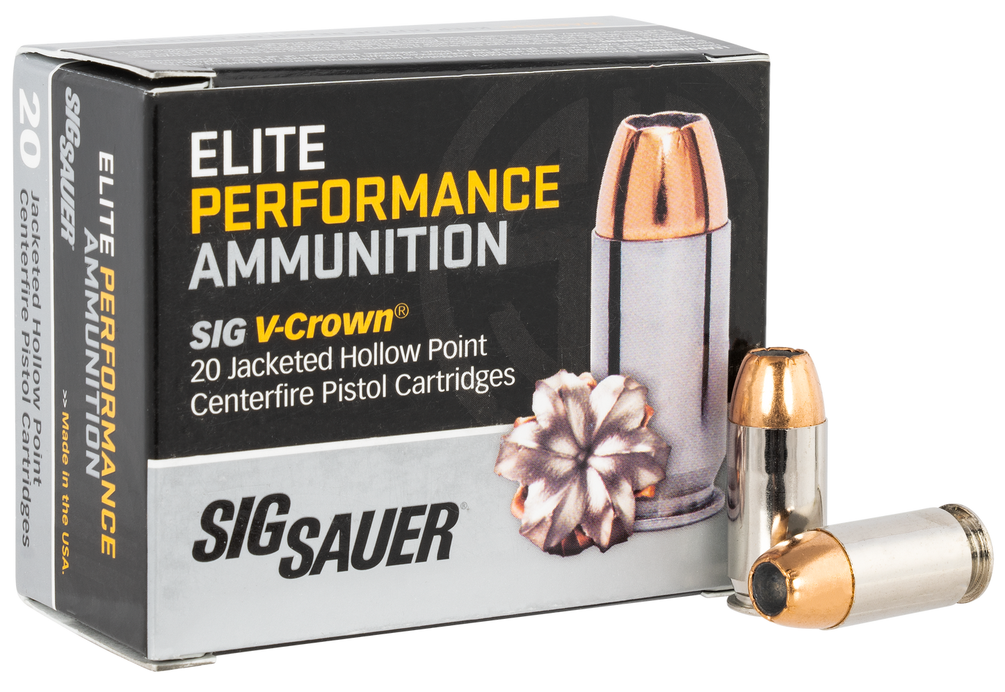 Sig Sauer E45AP120 Elite Defense 45 ACP 200 gr V Crown Jacketed Hollow Point 20 Round Box