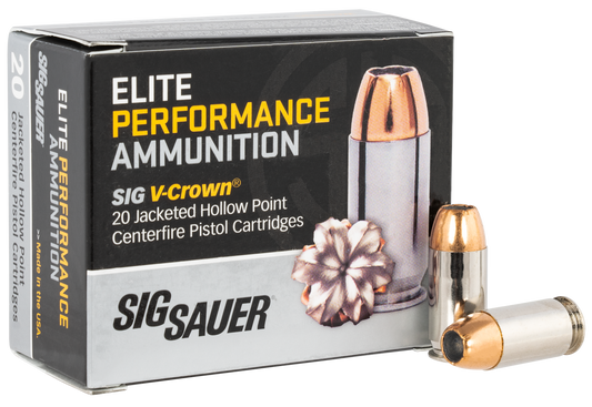 Sig Sauer E45AP120 Elite Defense 45 ACP 200 gr V Crown Jacketed Hollow Point 20 Round Box