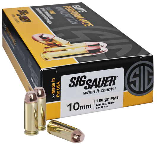 Sig Sauer E10MB150 Elite Ball 10mm Auto 180 gr Full Metal Jacket 50 Round Box