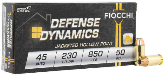 Fiocchi 45T500 Defense Dynamics 45 ACP 230 gr Jacket Hollow Point 50 Round Box