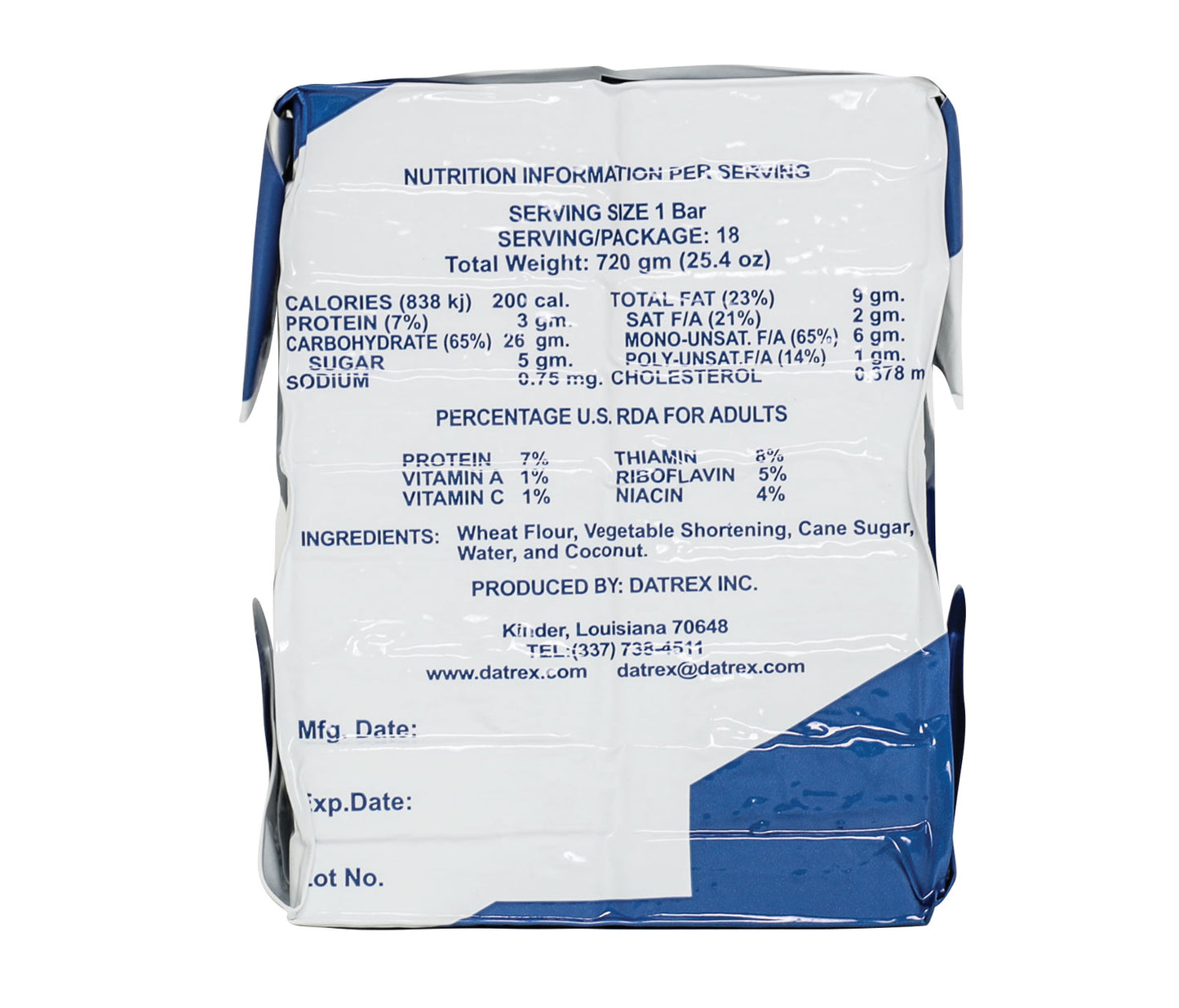 Datrex Blue 3600 Calorie Emergency Food Ration, 18 Bars