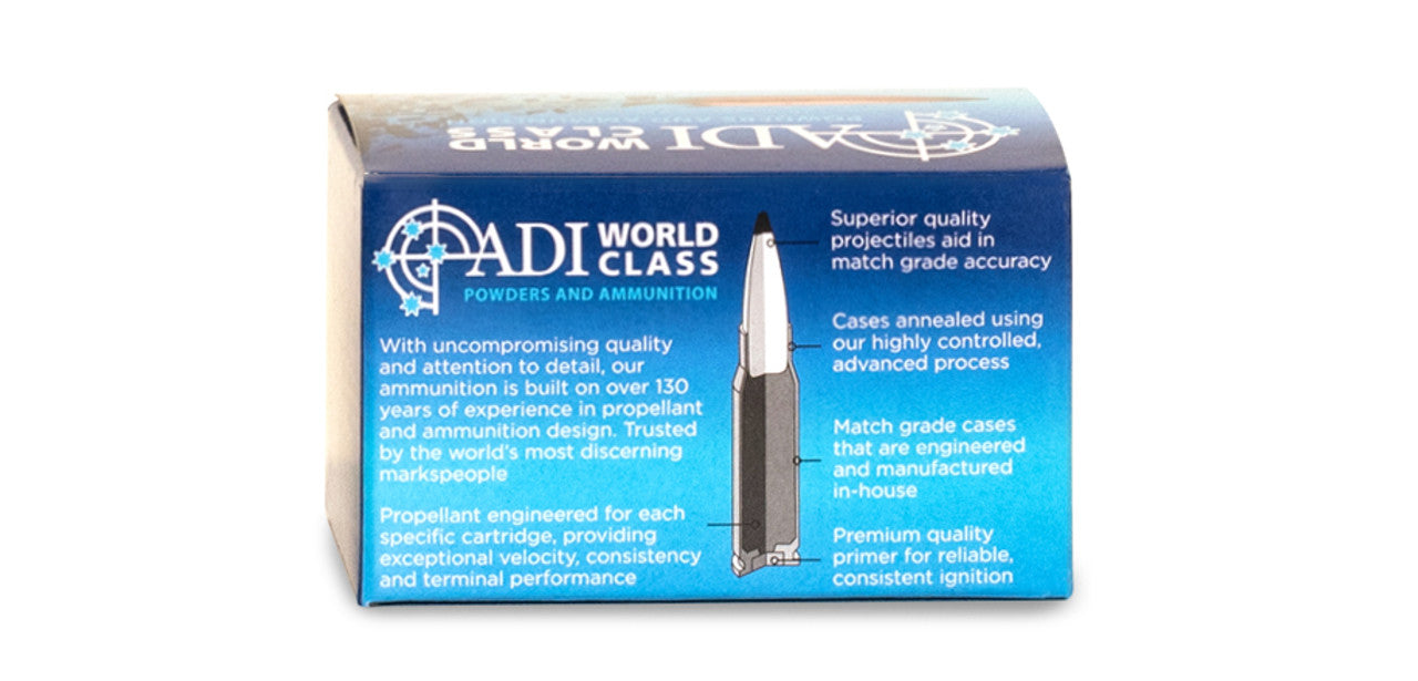 ADI World Class Ammunition, Match, Sierra BlitzKing Boat-Tail, .223 Remington, 55 Grain, Brass Cased, 20 Round Box