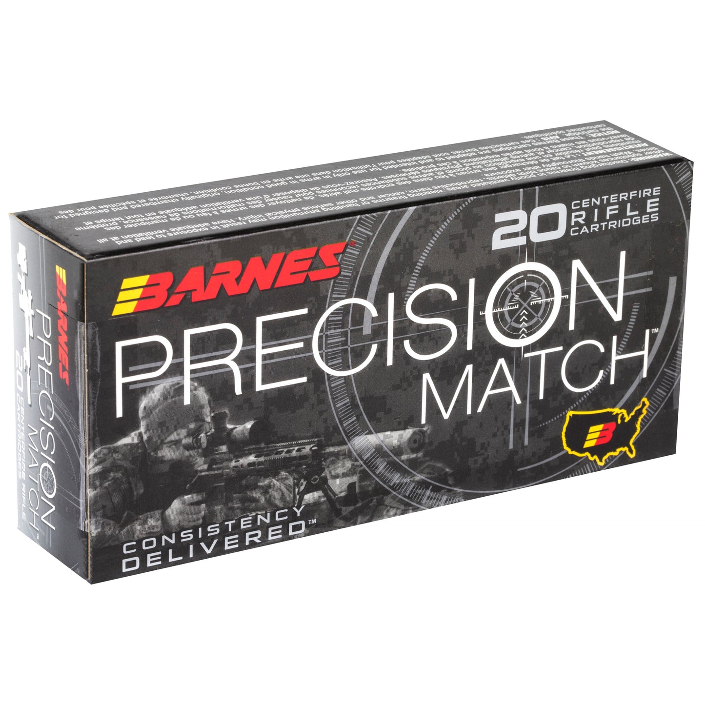 Barnes, Precision Match, 5.56 NATO, 69 Grain, Open Tip Match Boat Tail, 20 Round Box