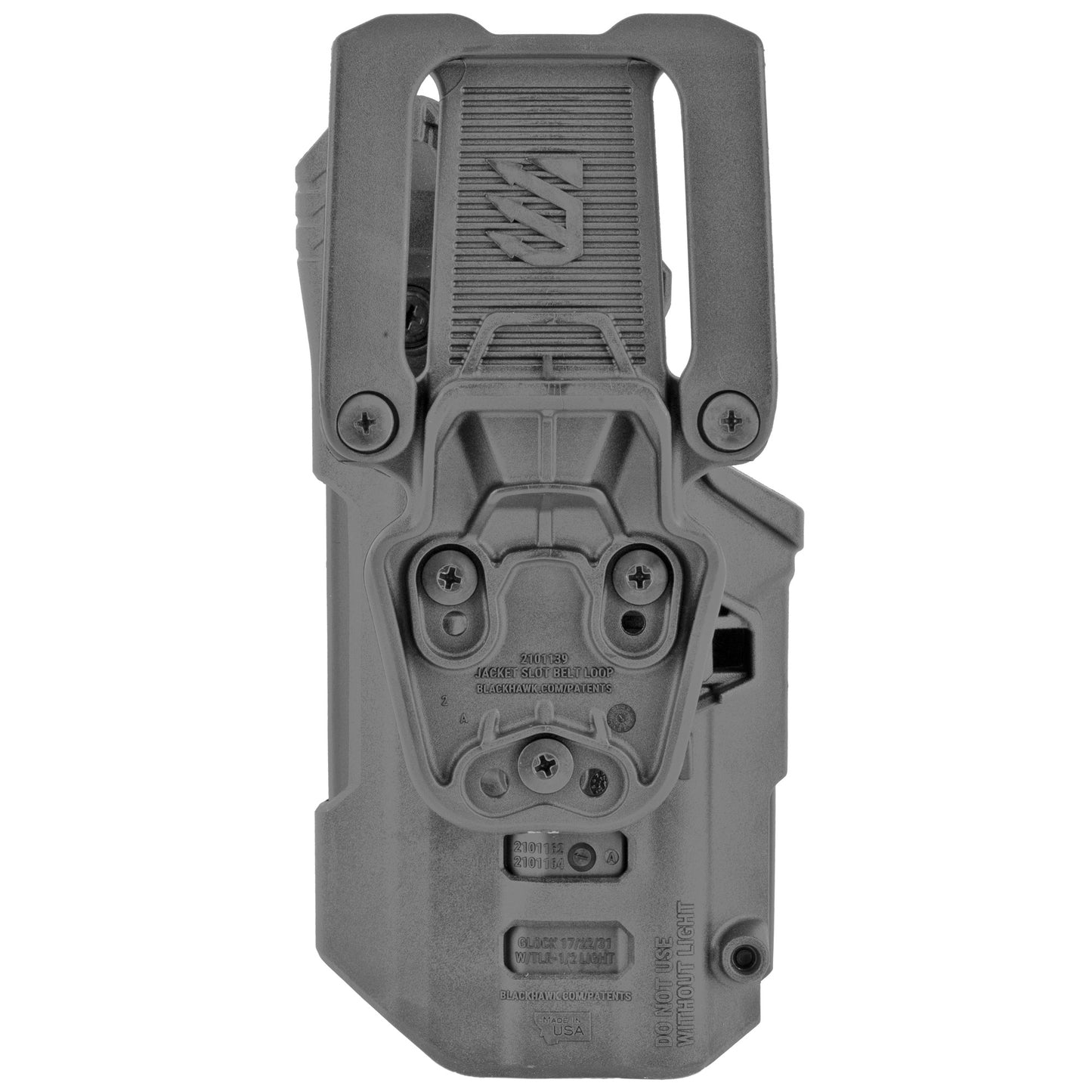 BLACKHAWK, T-Series L2D, Duty Holster, Right Hand, Black, Fits Glock 17/22/31 With TLR1/TLR2, Includes Jacket Slot Belt Loop