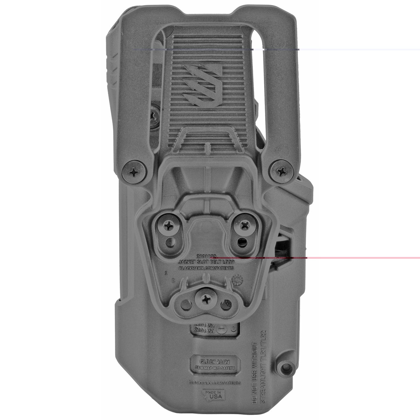 BLACKHAWK, T-Series L2D, Duty Holster, Right Hand, Black Finish, Fits Glock 21 With TLR1/TLR2, Includes Jacket Slot Belt Loop