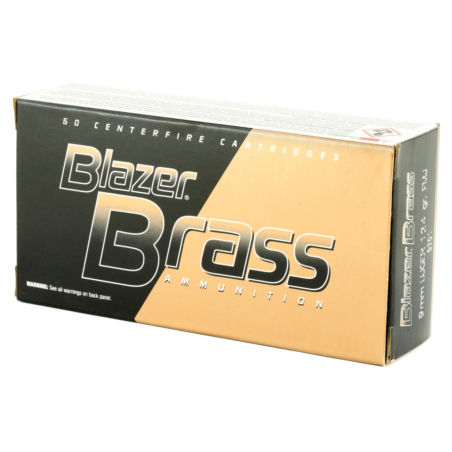 Blazer, Brass, 9MM, 124 Grain, Full Metal Jacket, 50 Round Box