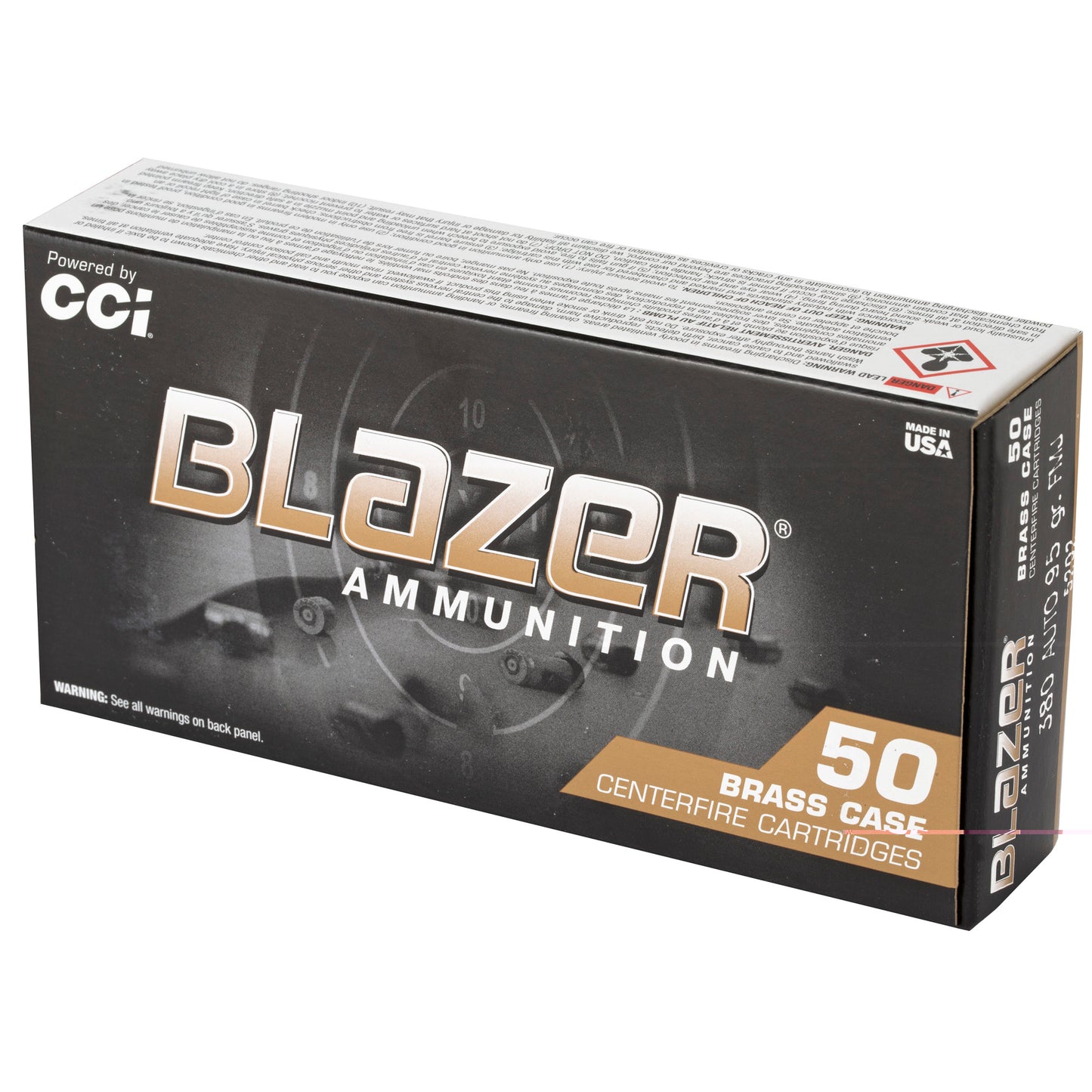 Blazer, Brass, 380ACP, 95 Grain, Full Metal Jacket, 50 Round Box