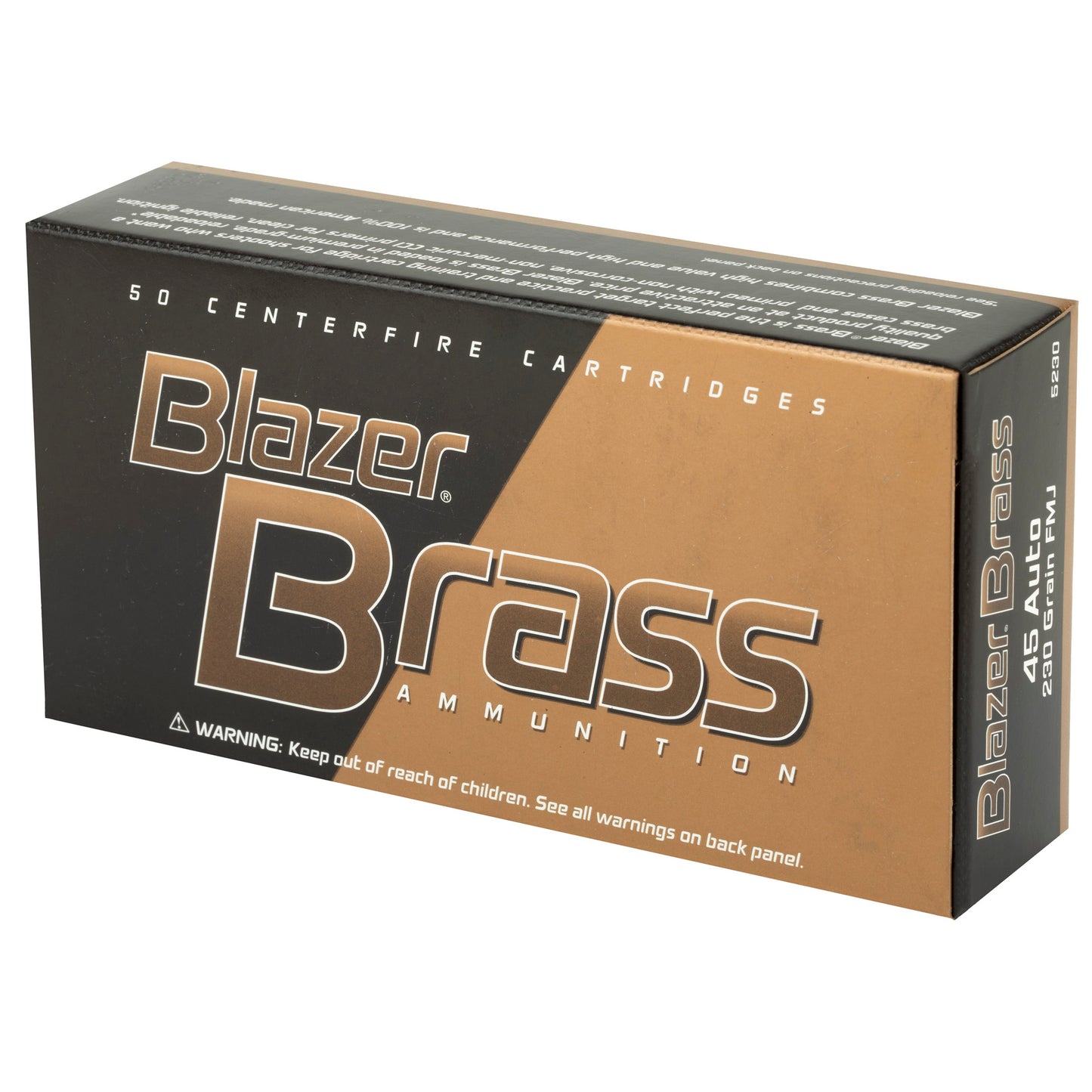 Blazer Ammunition, Blazer Brass, 45 ACP, 230 Grain, Full Metal Jacket, 50 Round Box