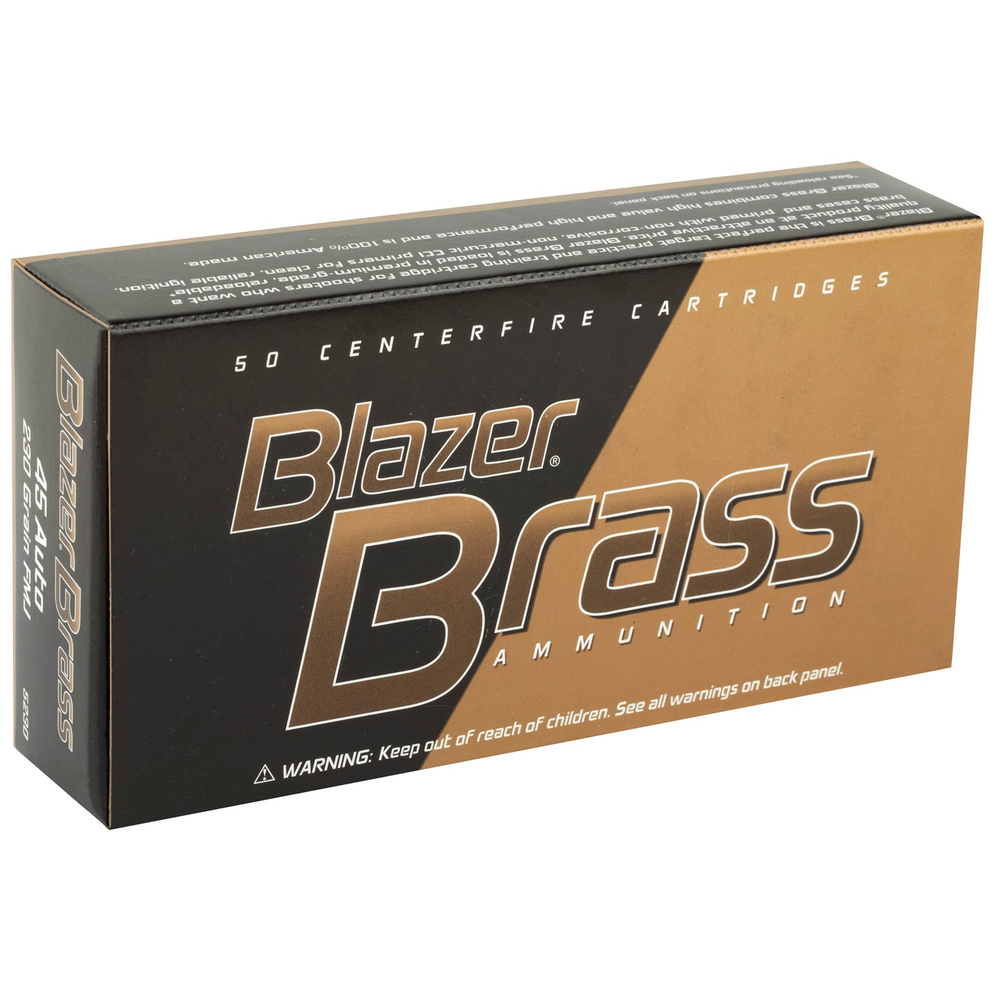 Blazer Ammunition, Blazer Brass, 45 ACP, 230 Grain, Full Metal Jacket, 50 Round Box