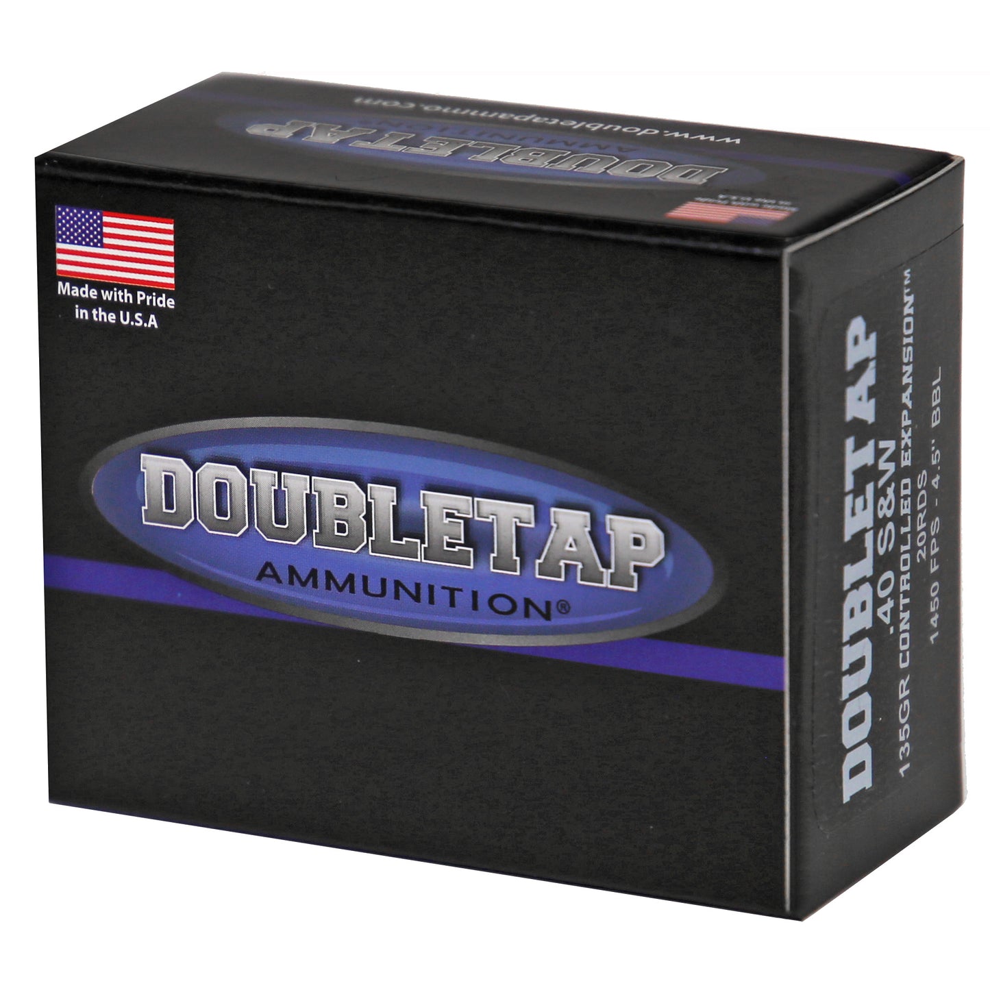 DoubleTap Ammunition, Controlled Expansion, 40 S&W, 135 Grain, Jacketed Hollow Point, 20 Round Box