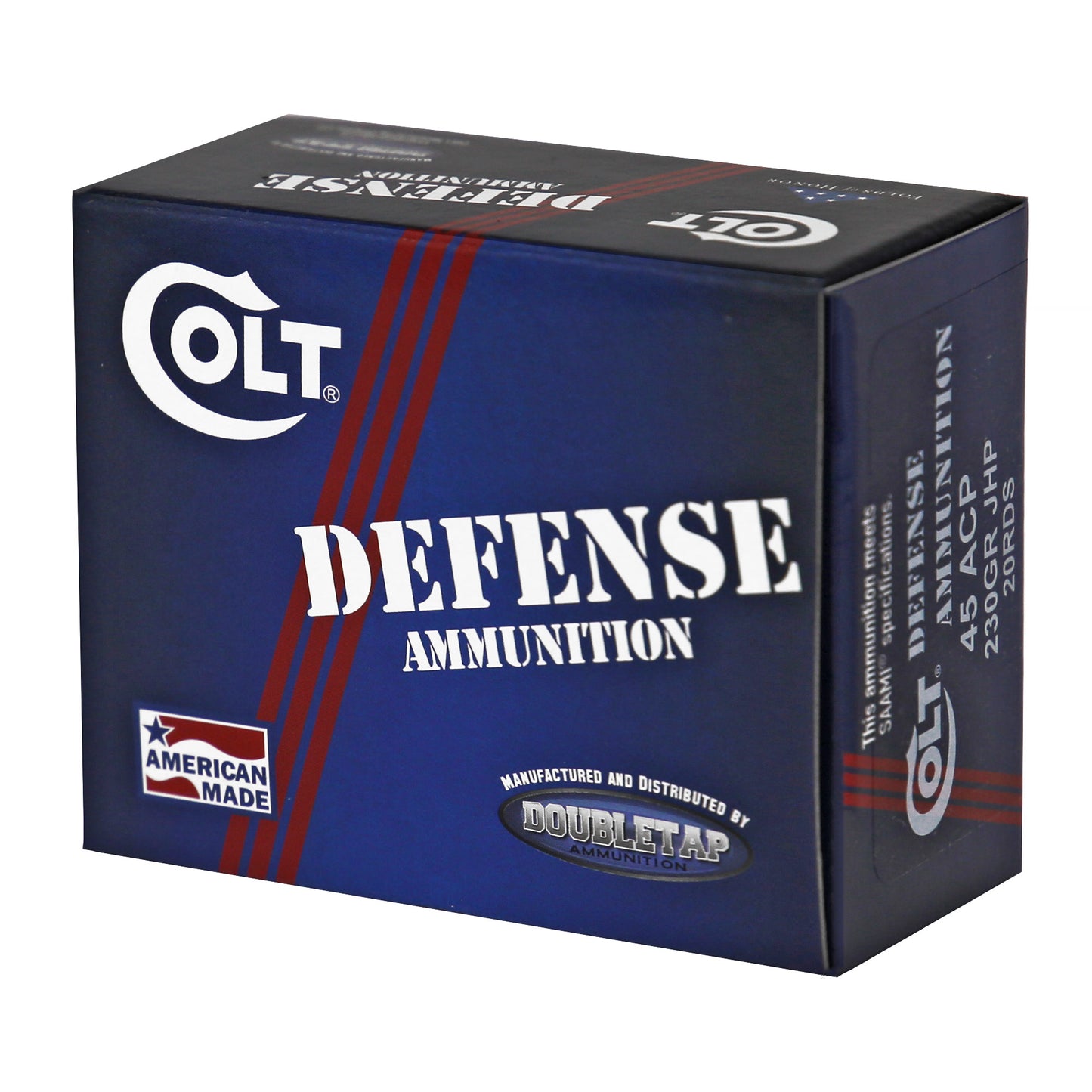 DoubleTap Ammunition, Colt Defense, 45 ACP, 230 Grain, Jacketed Hollow Point, 20 Round Box