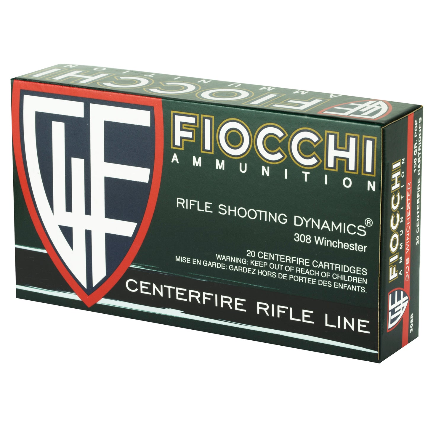 Fiocchi Ammunition, Rifle, 308WIN, 150 Grain, Pointed Soft Point, 20 Round Box