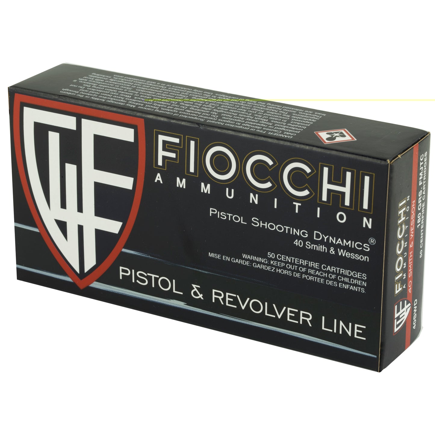 Fiocchi, 40S&W, 180 Grain, Full Metal Jacket, 50 Round Box