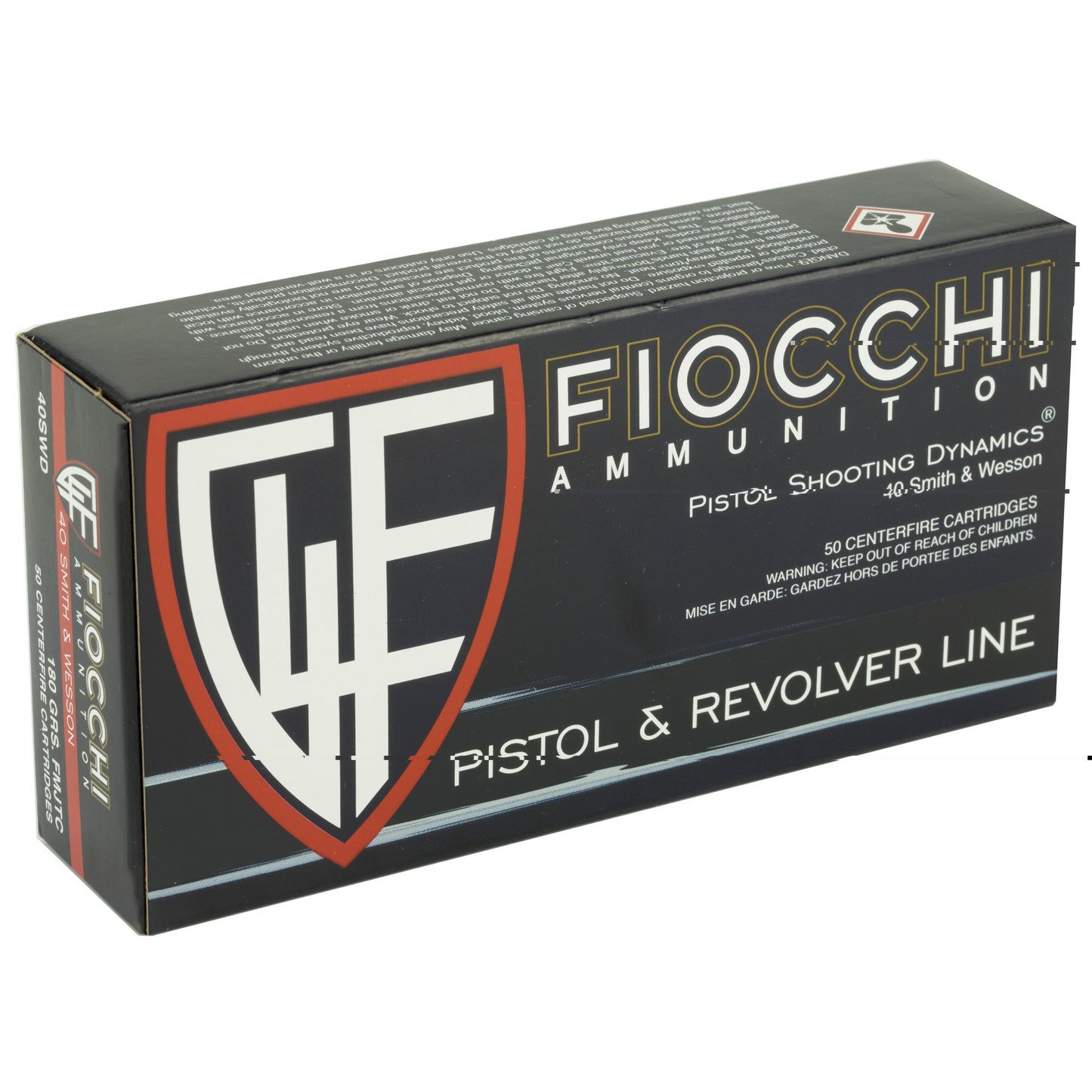 Fiocchi, 40S&W, 180 Grain, Full Metal Jacket, 50 Round Box