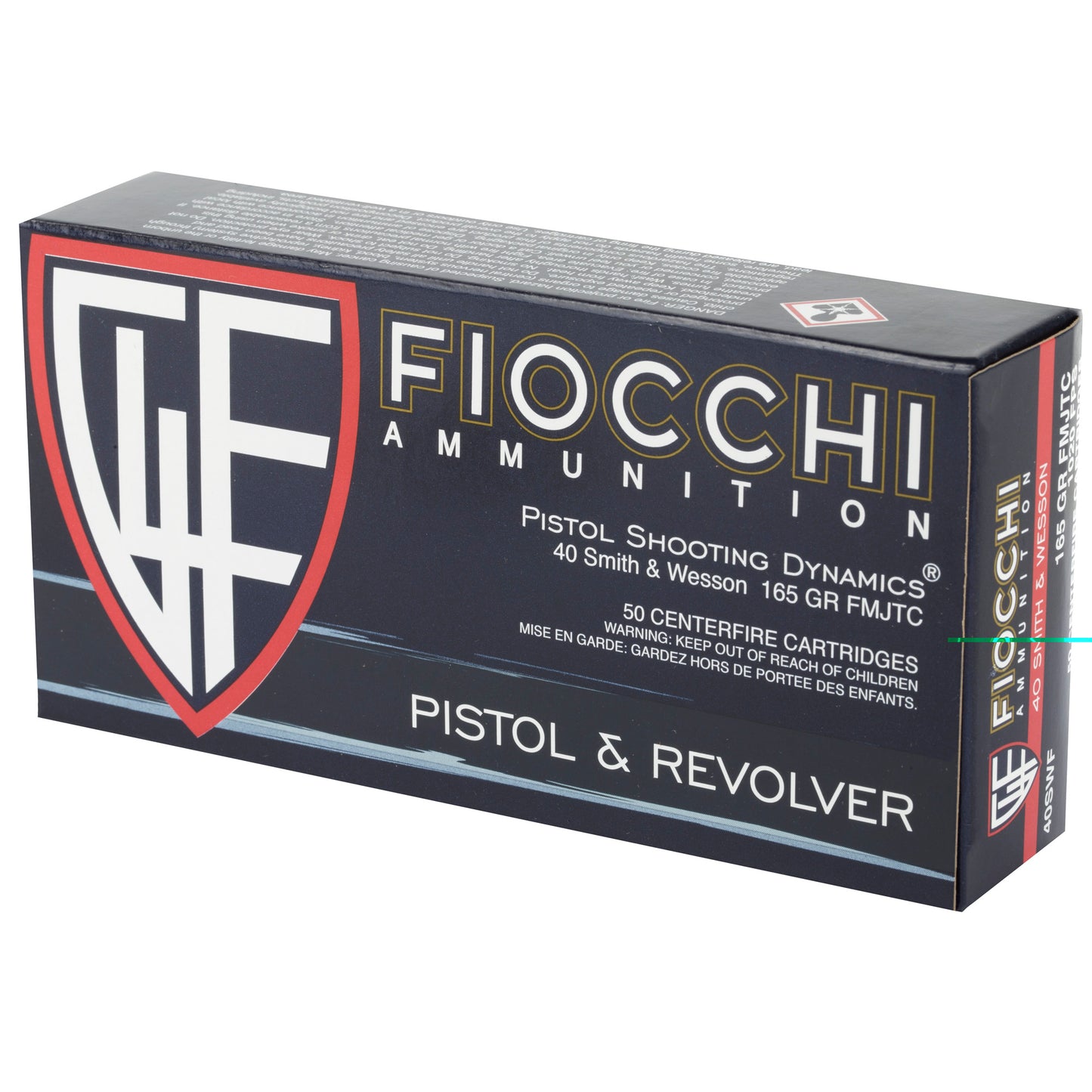 Fiocchi, 40S&W, 165 Grain, Full Metal Jacket, 50 Round Box