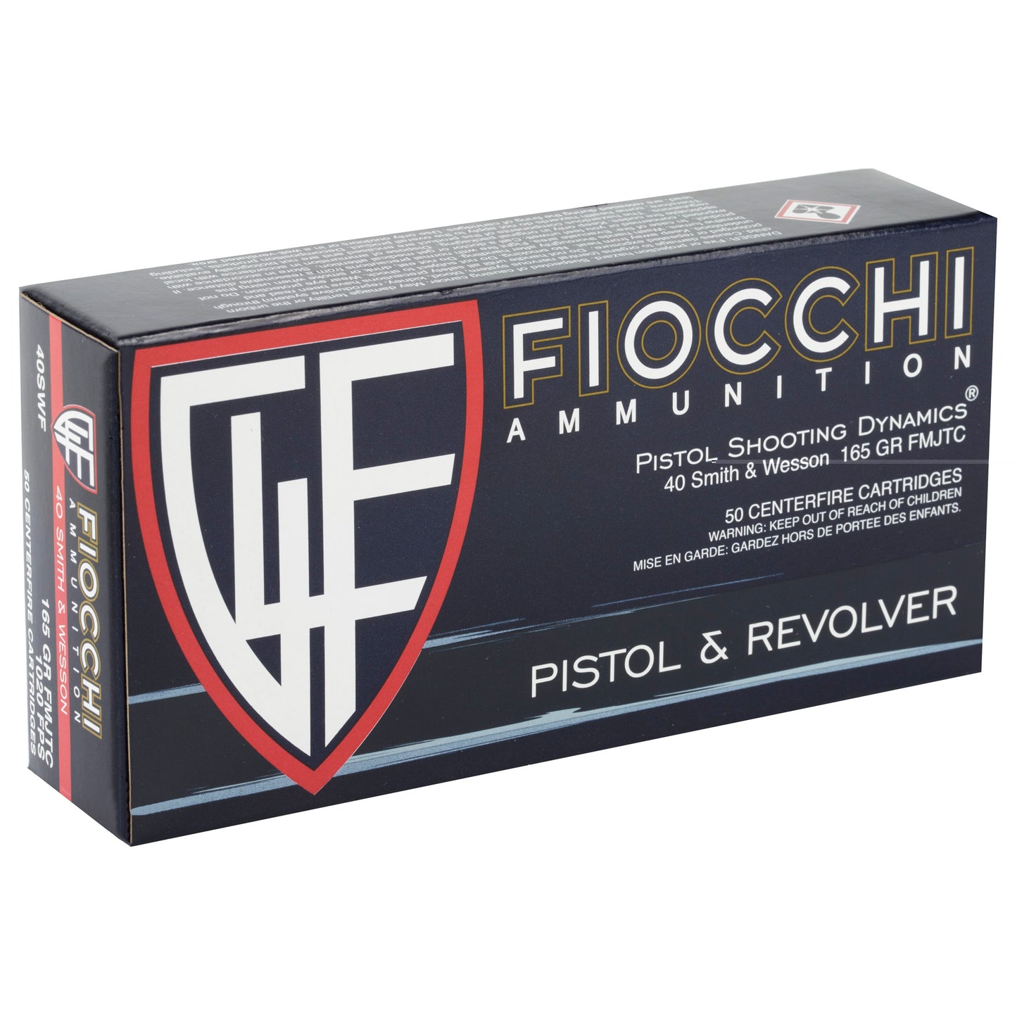 Fiocchi, 40S&W, 165 Grain, Full Metal Jacket, 50 Round Box