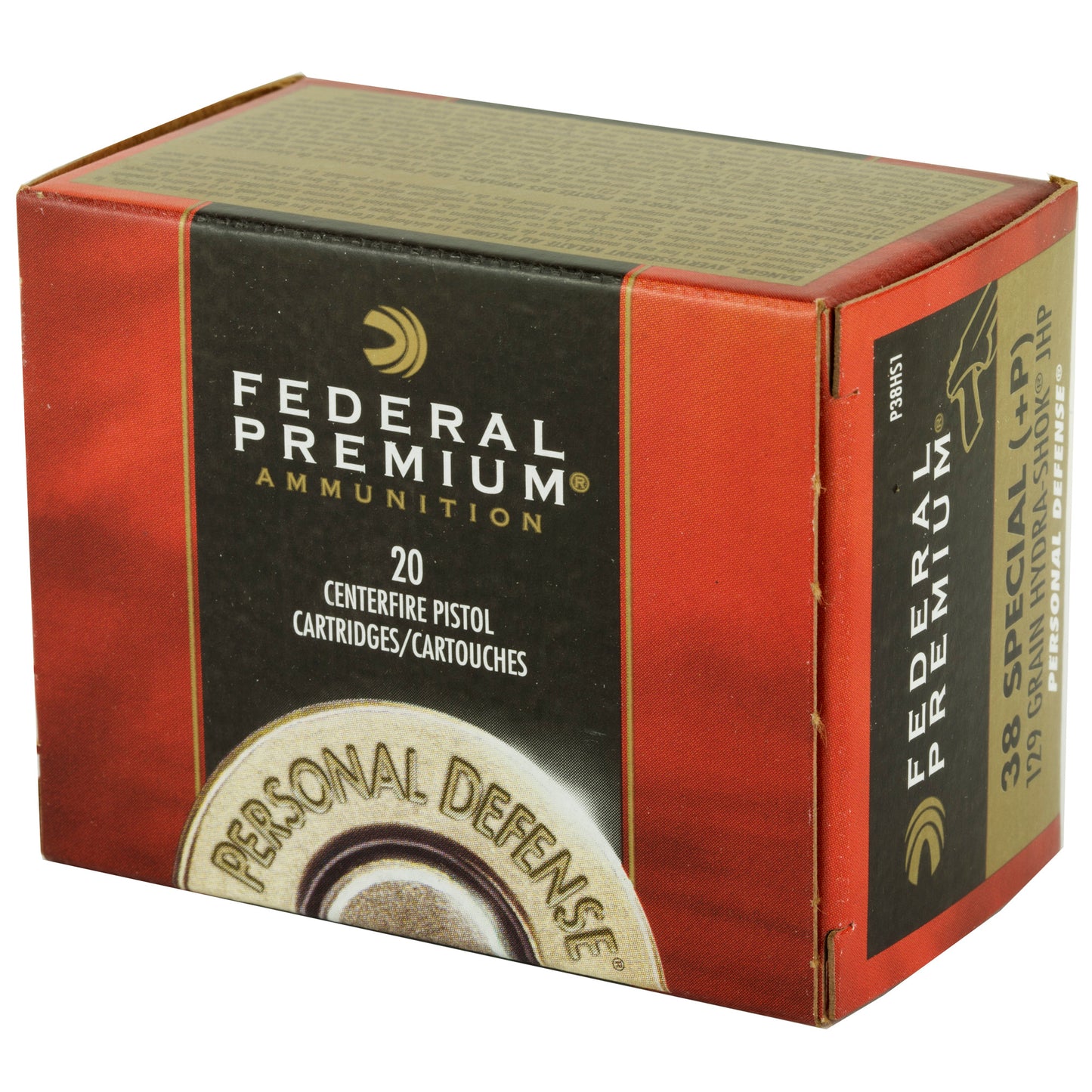 Federal, Hydra-Shok, .38 Special, 129 Grain, Hollow Point, +P, 20 Round Box