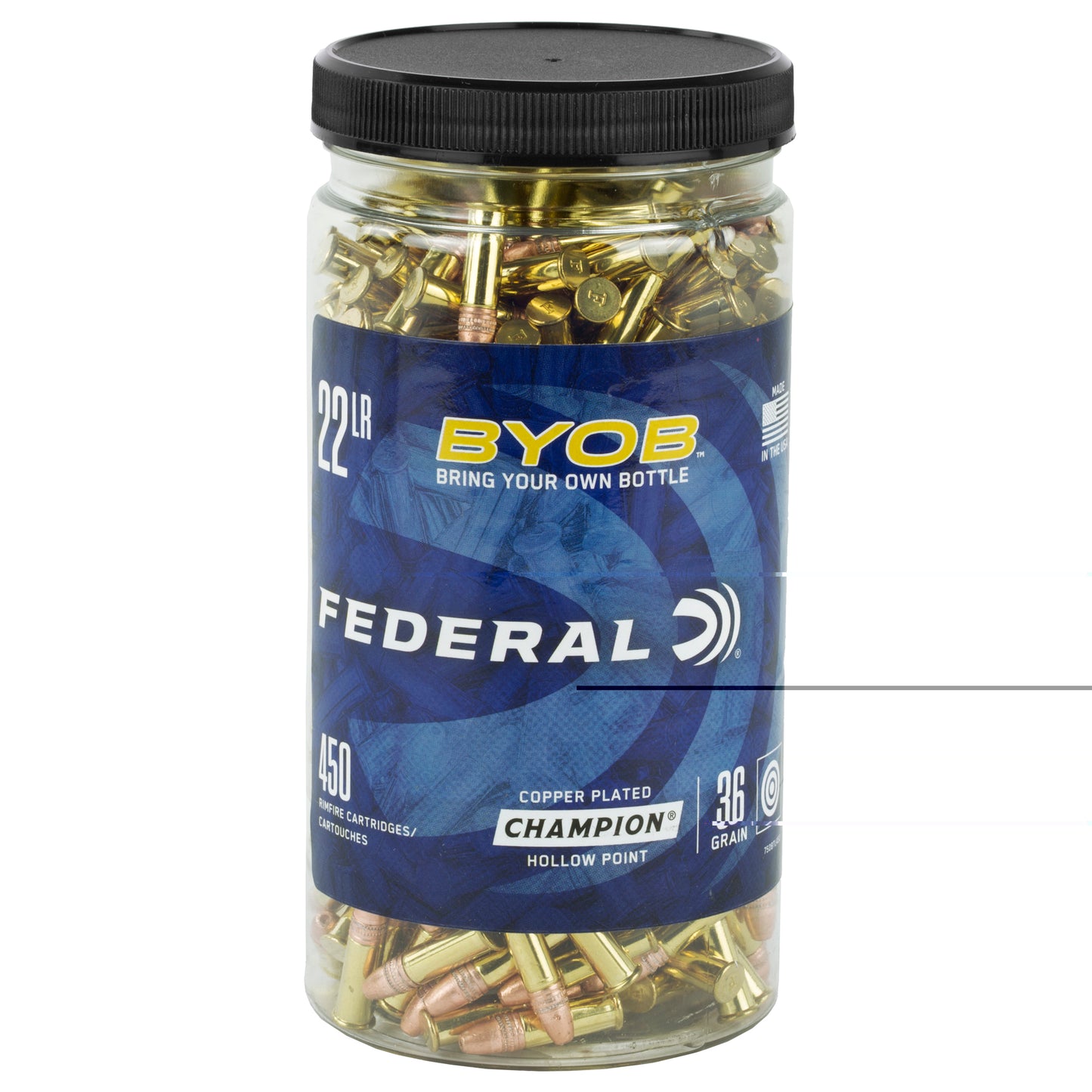 Federal, BYOB, Rimfire Bucket, .22 LR, 36 Grain, Copper Plated Hollow Point, 450 Rounds Per Bucket, 8 Buckets Included